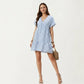 Short Sleeve V Neck Plaid Mini Dress with Tiered Hem Loose Fit Casual Lightweight Summer Dress