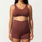 Two-Piece Maternity Swimwear Set with Cropped Tank Top and High-Waisted Shorts