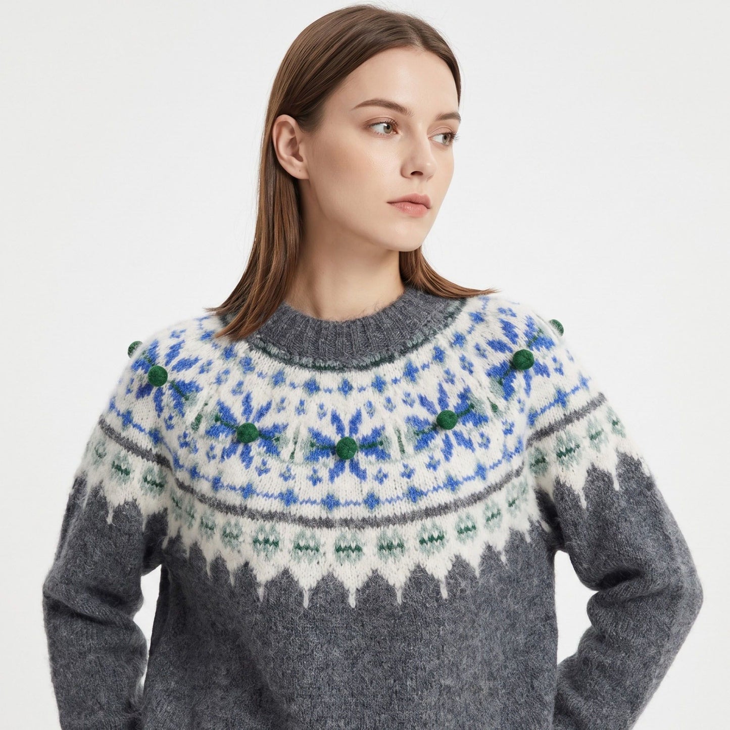 Fair Isle Crewneck Pullover Sweater