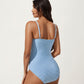 Maternity Ribbed One-Piece Swimsuit with Adjustable Straps and Front Ruched Detailing