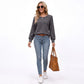 Textured Long Sleeve Crew Neck Pullover Top