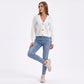 Starfish Applique Button Front V Neck Knit Cardigan Sweater