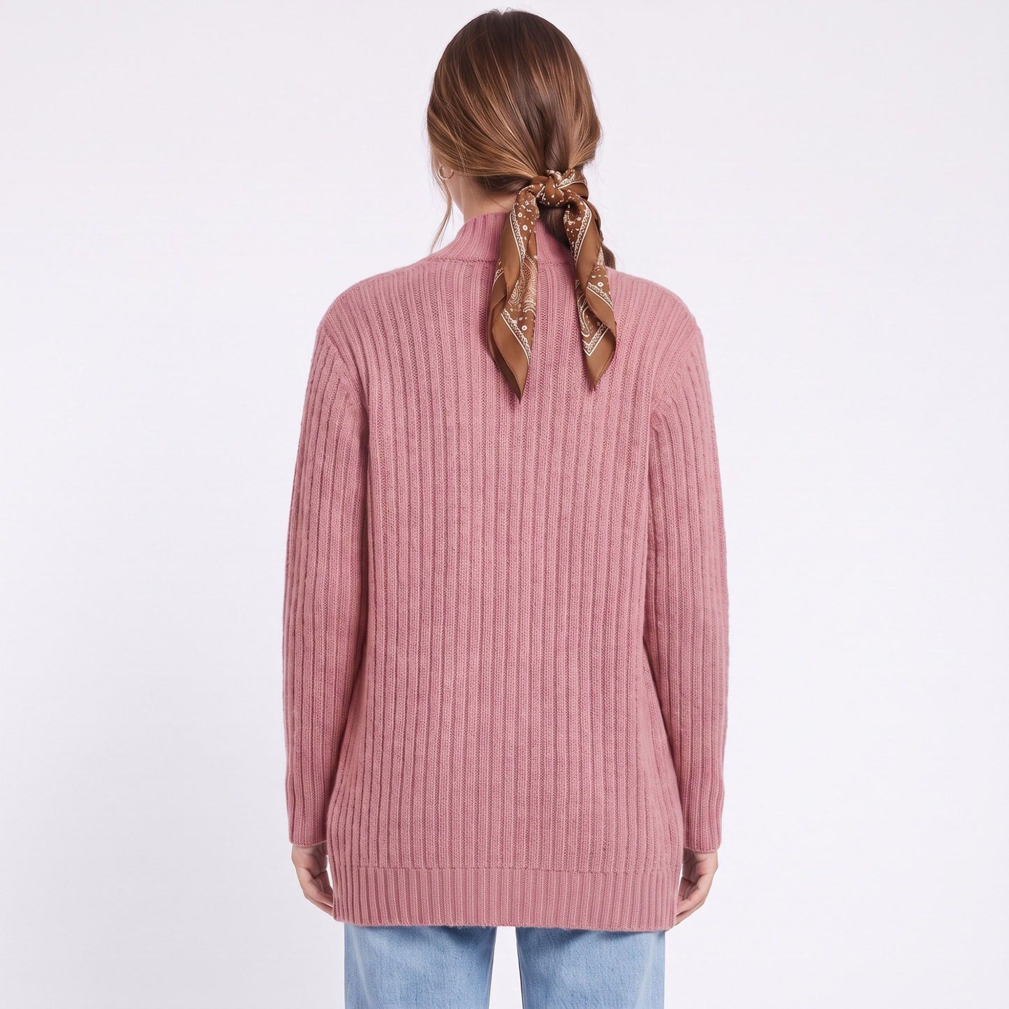 Open Front Ribbed Knit Cardigan with Pockets