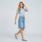 High-Waisted Denim Bermuda Shorts