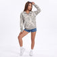 Camo Print Quarter Zip Long Sleeve Pullover Sweatshirt