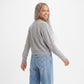 Crewneck Button-Front Knit Cardigan Sweater