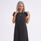 Crew Neck Short Sleeve Accordion Pleated Midi Dress