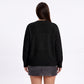 Plus Size Geometric Textured Crewneck Sweater