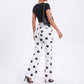 Polka Dot Flare Jeans High Rise Stretch Denim Pants