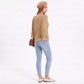 V Neck Textured Knit Pullover Sweater with Long Sleeves