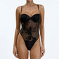 Floral Sequin Mesh Bodysuit with Underwire Cups and Adjustable Straps