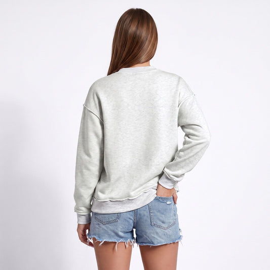 Exposed Seam Drop Shoulder Long Sleeve Pullover Sweatshirt