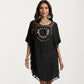 Crochet Medallion Swim Cover Up Dress with Tassel Trim and Relaxed Boho Silhouette