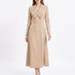 Long Sleeve Double Breasted Blazer Midi Dress with Notched Lapels