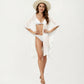 Open Front Swim Cover Up Kimono with Ruffle Sleeves Lightweight Beach Cardigan