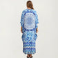Tie Dye Medallion Kaftan Maxi Dress with V-Neckline and Relaxed Flowy Silhouette