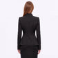 Asymmetric Button Front Blazer with Stand Collar and Peplum Hem