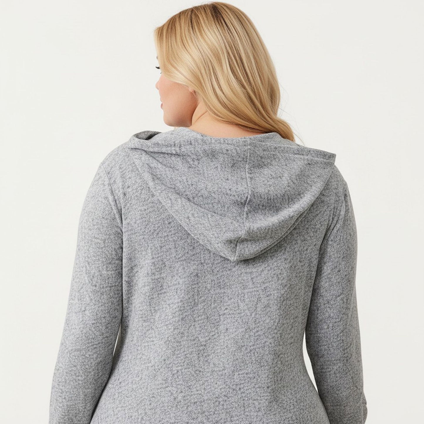Plus Size Long Sleeve Hooded Maxi Dress with Relaxed Fit Silhouette and Soft Flowy Hem