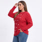 Plus Size Faux Pearl Cable Knit Tunic Sweater