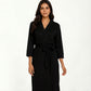 Long Lightweight Robe with Shawl Collar Tie Waist Belt Front Pockets Soft Knit Robe
