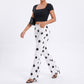 Polka Dot Flare Jeans High Rise Stretch Denim Pants