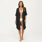Open Front Swim Cover Up Kimono with Ruffle Sleeves Lightweight Beach Cardigan