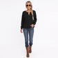 Waffle Knit Henley Raglan Long Sleeve Top