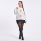 Plus Size Floral Applique Textured Crewneck Sweater