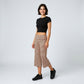 Foldover Waistband Striped Cropped Wide-Leg Trousers