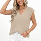 V Neck Sweater Vest Sleeveless Textured Knit Pullover Top