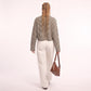 Striped Textured Knit Drop Shoulder Cropped Sweater