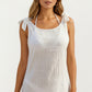 Sleeveless Swim Cover Up Dress with Tie Shoulder Straps and Ruffle Hem Detail