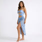 2-Piece Halter Cutout One Piece Swimsuit with Tie Front Wrap Skirt