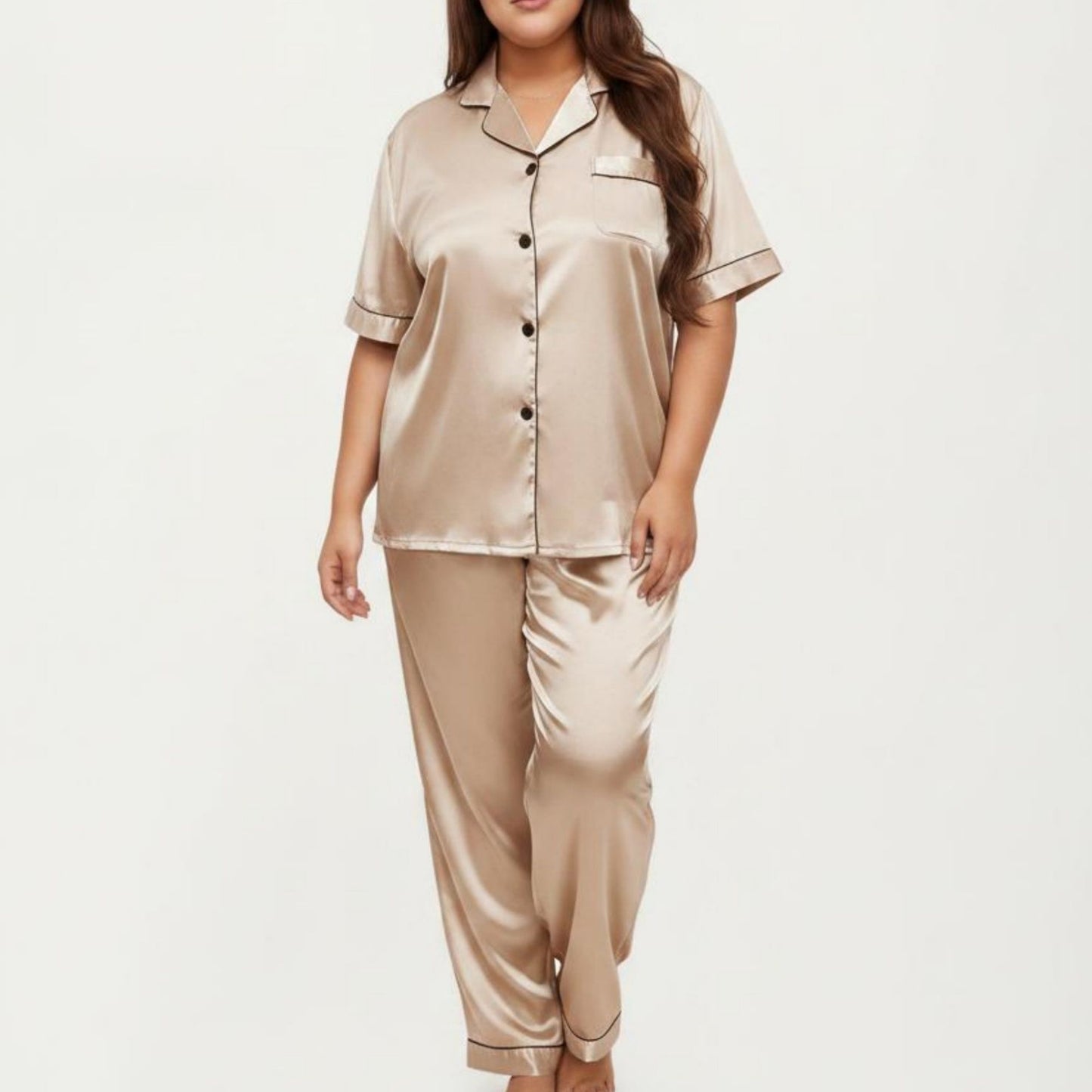 Plus Size 2-Piece Floral Kimono Robe Set with Short Sleeve Open Front Longline Cover Up and Matching Inner Dress