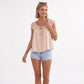 Ruffle Sleeve Blouse Smocked Neck Tie Front Flowy Top