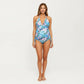Maternity Floral Print One-Piece Swimsuit with Halter Neck and Side Tie Detail