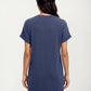 Short Sleeve V Neck Shift Dress with Button Detail Relaxed Fit Casual Tunic Dress