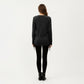 Long Sleeve V-Neck Top with Side Drawstring Ruched Hem