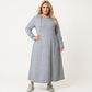 Plus Size Long Sleeve Hooded Maxi Dress with Relaxed Fit Silhouette and Soft Flowy Hem