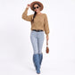 Boat Neck Cable Knit Long Sleeve Pullover Sweater