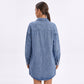 Washed Denim Shirt Jacket Long Sleeve Snap Front Oversized Shacket with Pockets