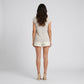 Striped Knit V-Neck Henley Top Button Front Cap Sleeve Sweater