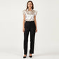 Satin Button Down Blouse with Ruffle Sleeves and Collared Neckline