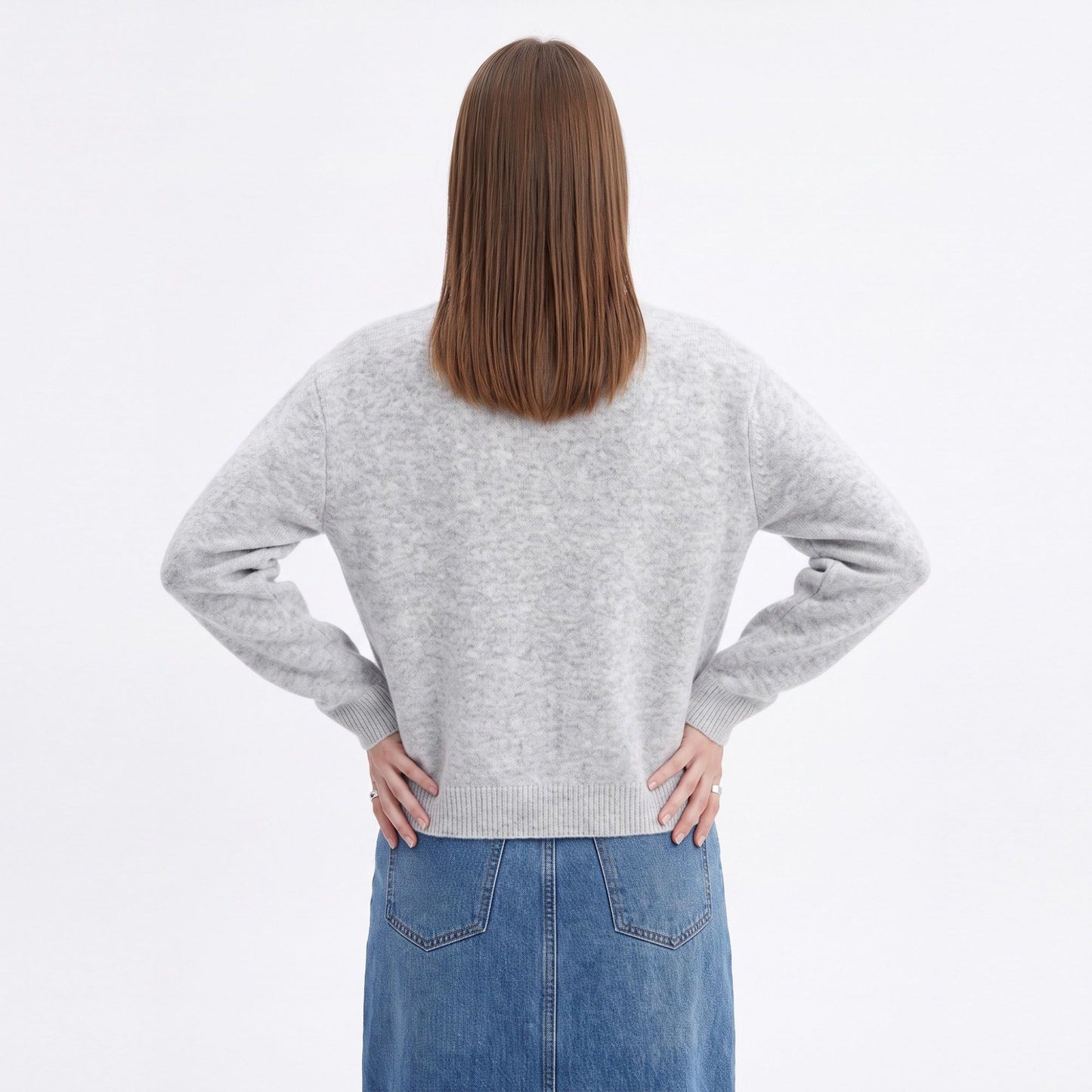 Soft Brushed Knit Crewneck Button Front Cardigan Sweater