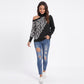 Leopard Print Cold Shoulder Turtleneck Sweater