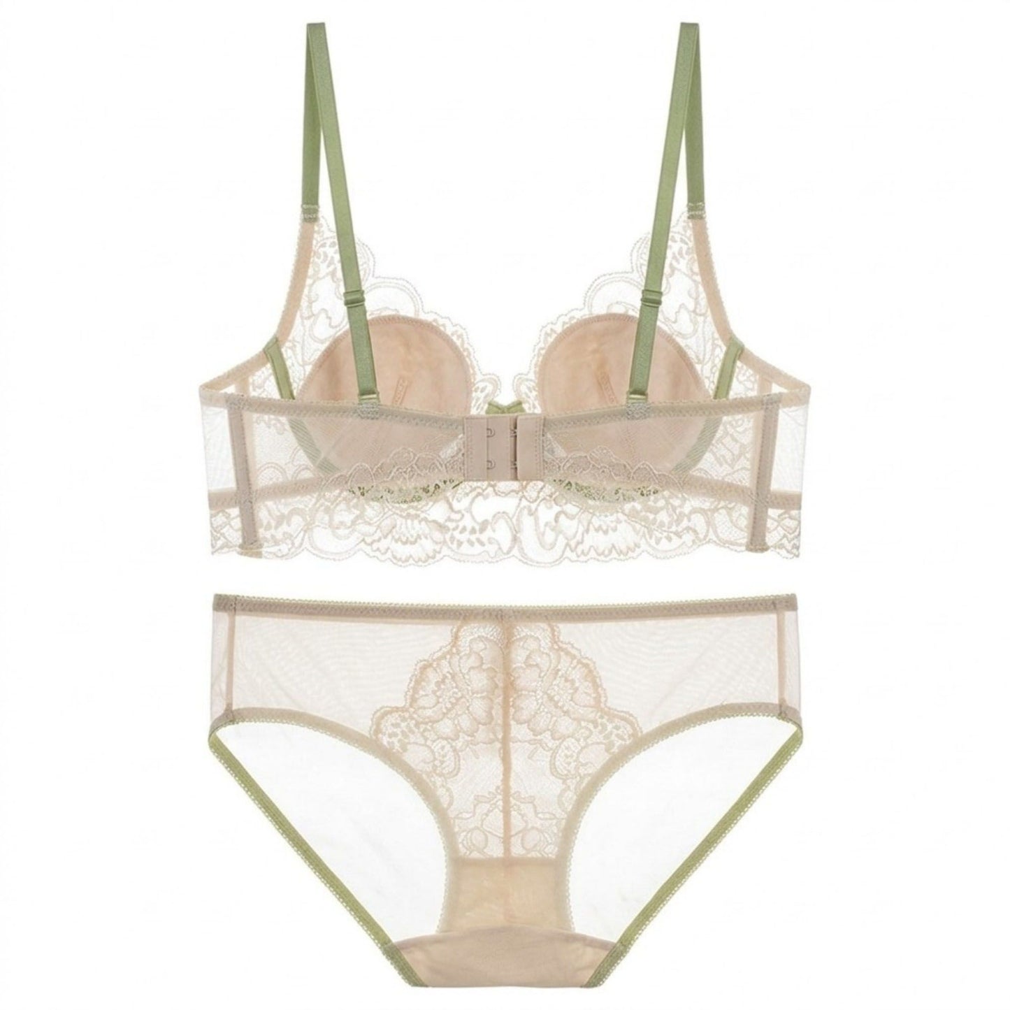2 Piece Embroidered Lace Underwire Bra and Panty Lingerie Set