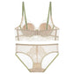 2 Piece Embroidered Lace Underwire Bra and Panty Lingerie Set