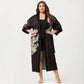 Plus Size 2-Piece Floral Kimono Robe Set with Short Sleeve Open Front Longline Cover Up and Matching Inner Dress
