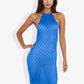 Halter Neck Fishnet Maxi Dress With Side Slits