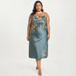 Plus Size Satin Floral Slip Nightgown with Adjustable Spaghetti Straps Cowl Neck Midi Length Sleepwear Dress